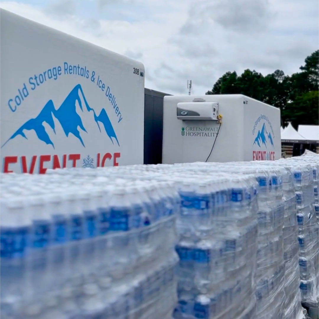 Event Ice Cold Storage Solutions, Disaster Relief, Water onsite emergency site