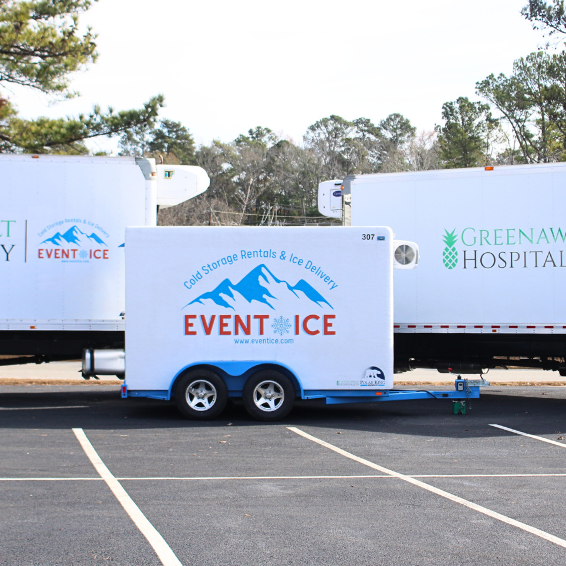 Event Ice trailer cold storage refrigerated trucks ice delivery disaster relief