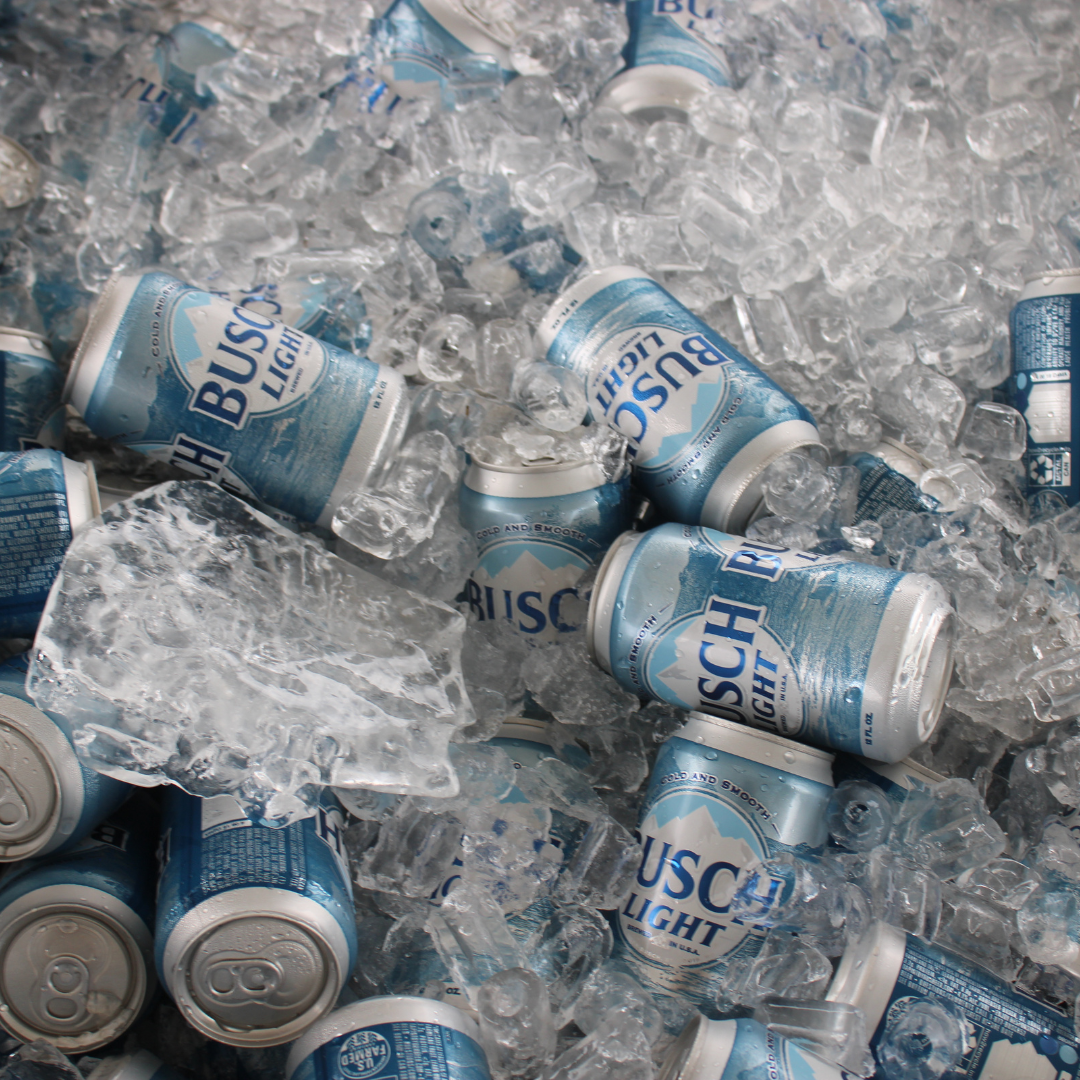 Event Ice Cold Storage Solutions, Ice Delivery, Beer in Cooler covered in ice